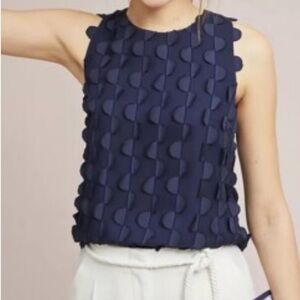 Maeve Dimensional Navy Blue Sleeveless Textured Women's Top. Size 0 boho peasant